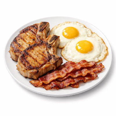 IHOP Egg Combos Bacon & Breakfast with Pork Chops (2)