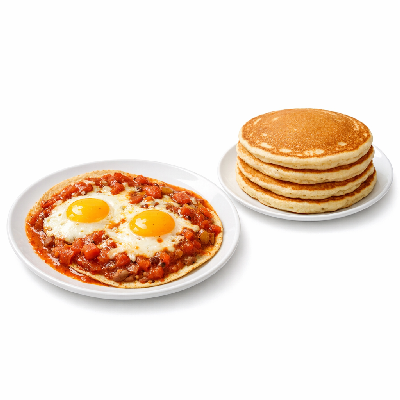 IHOP Egg Combos Huevos Rancheros with Buttermilk Pancakes