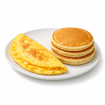 IHOP Egg Combos Weekday Breakfast Special 2 Cheese Omelette with Buttermilk Pancakes