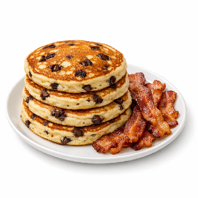 IHOP Pick-a-Pancake Combo Chocolate Chip Buttermilk Version with Bacon