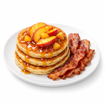 IHOP Pick-a-Pancake Combo Rooty Tooty Fresh 'n Fruity with Peach Bacon