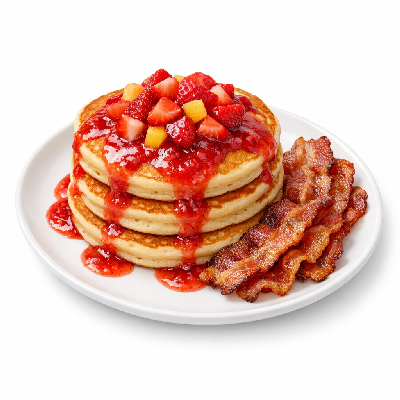 IHOP Pick-a-Pancake Combo Rooty Tooty Fresh 'n Fruity with Strawberry Bacon