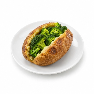 Iron Skillet Baked Potatoes Stuffed with Broccoli