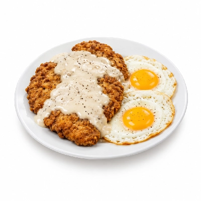 Iron Skillet Chicken Fried Steak and Eggs