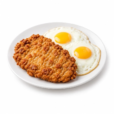Iron Skillet Chicken Fried Steak and Eggs (Double)
