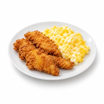 Iron Skillet Chicken Tenders & Eggs