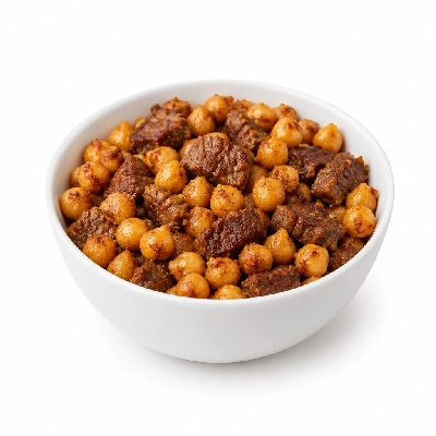 Iron Skillet Crispy Garbanzo Beans and Beef