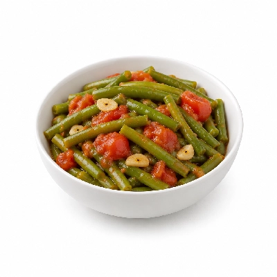 Iron Skillet Green Beans with Tomato & Garlic