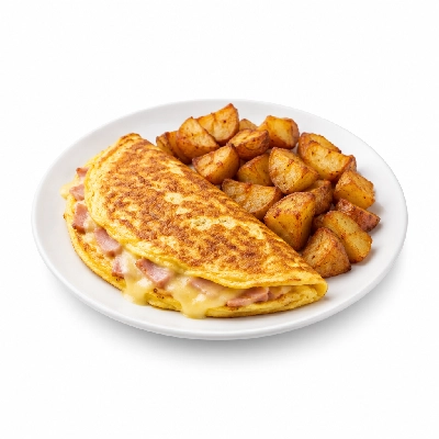 Iron Skillet Ham & Cheese Omelet with Potatoes