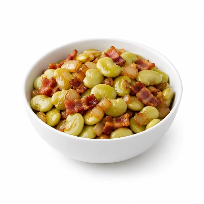 Iron Skillet Lima Beans Onions and Bacon