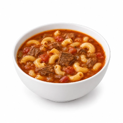 Iron Skillet Macaroni and Beef Soup