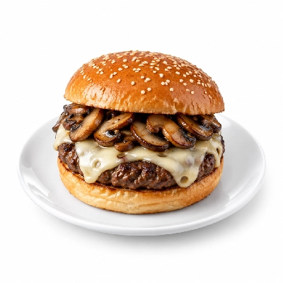 Iron Skillet Mushroom Swiss Burger