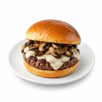 Iron Skillet Mushroom Swiss Steak Burger