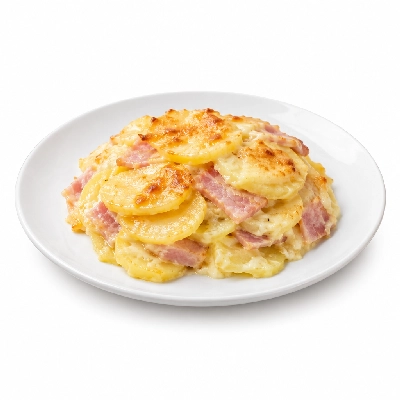 Iron Skillet Scalloped Potatoes and Ham