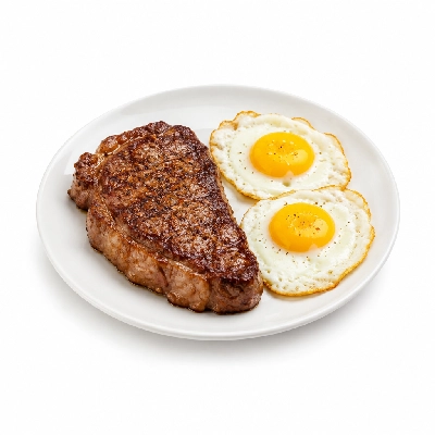 Iron Skillet Sirloin Steak and Eggs (Cowboy Cut)