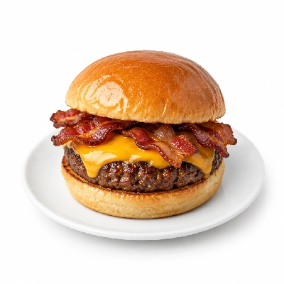 Iron Skillet Skillet Steak Burger with Cheese and Bacon