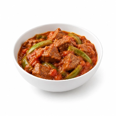 Iron Skillet Tomato Beef with Green Peppers
