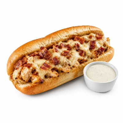 Jersey Mike's Hot Subs #26 Bacon Ranch Chicken Cheese Steak with Dressing in a Tub