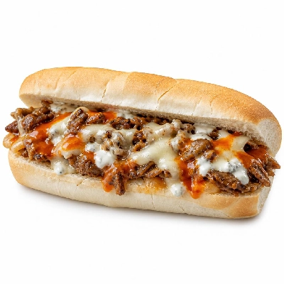 Jersey Mike's Hot Subs #44 Buffalo Steak Cheese Steak with Blue Cheese Dressing White Regular