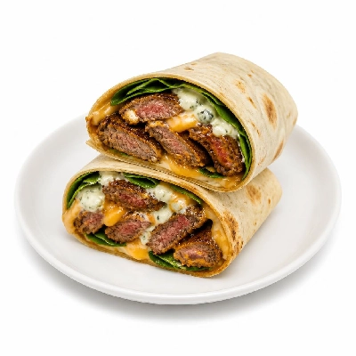 Jersey Mike's Hot Subs as Wraps Buffalo Steak Cheesesteak with Blue Cheese Dressing Spinach