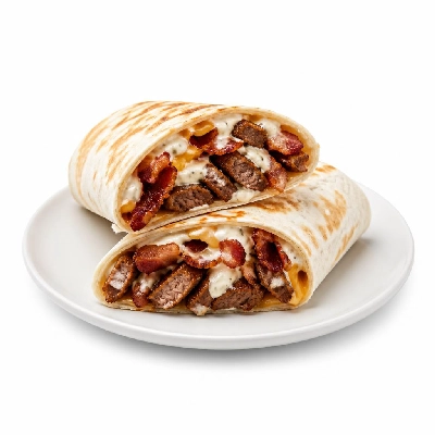 Jersey Mike's Hot Subs as Wraps Steak Bacon Ranch Cheesesteak with Dressing Flour Tortilla