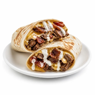 Jersey Mike's Hot Subs as Wraps Steak Bacon Ranch Cheesesteak with Dressing Reduced Carb