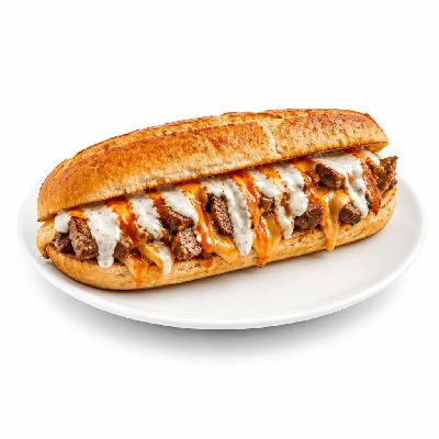 Jersey Mike's Hot Subs Buffalo Steak Cheesesteak with Blue Cheese Dressing White Giant