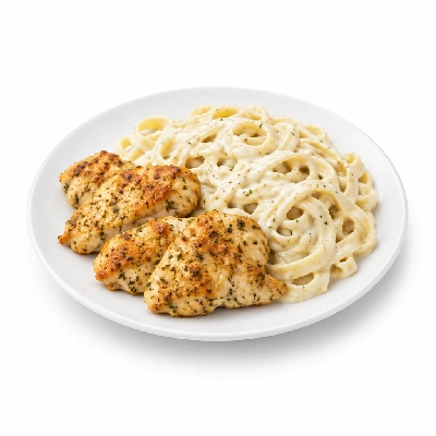 Johnny Carino's Chicken Items Lemon Rosemary Dinner with Pasta Alfredo Sauce