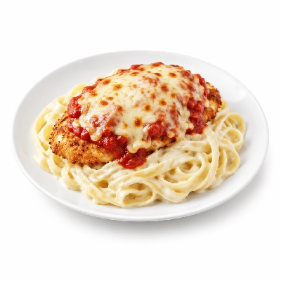 Johnny Carino's Chicken Items Milano Grandioso with Fettuccini Alfredo