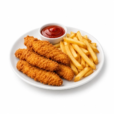 Johnny Carino's Kids Specialties Chicken Strips with Fries and Ketchup