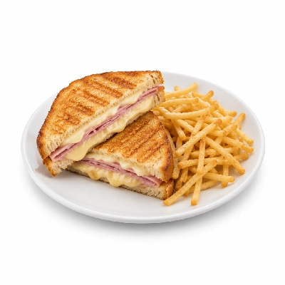 Johnny Carino's Kids Specialties Ham and Cheese Panini with Shoestring Fries