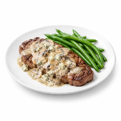 Johnny Carino's Other Entrees Flat Iron Steak with Mushroom Gorgonzola Sauce and Italian Green Beans