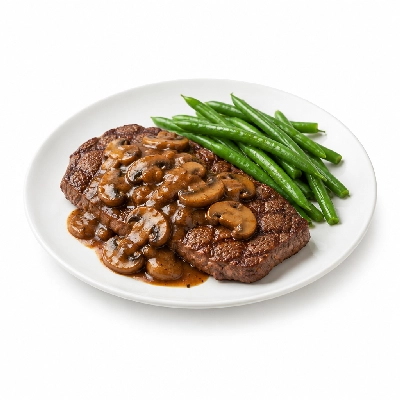 Johnny Carino's Other Entrees Flat Iron Steak with Mushroom Marsala Sauce and Italian Green Beans