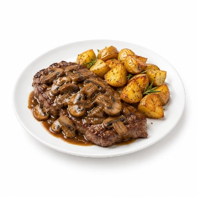 Johnny Carino's Other Entrees Flat Iron Steak with Mushroom Marsala Sauce and Roasted Rosemary Potatoes