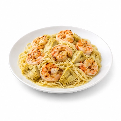 Johnny Carino's Pastas Angel Hair with Artichokes Lunch Grilled Shrimp