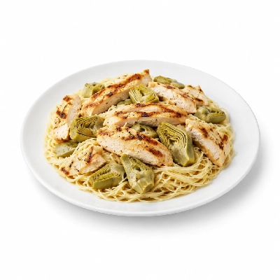 Johnny Carino's Pastas Angel Hair with Artichokes Lunch Grilled Sliced Chicken