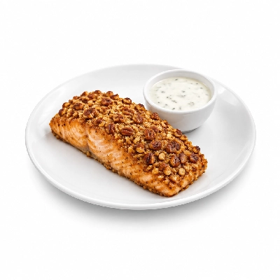Johnny Carino's Salads Soups Honey Pecan Crusted Salmon with Roasted Garlic Ranch Dressing