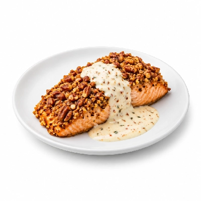 Johnny Carino's Salads Soups Honey Pecan Crusted Salmon with Spicy Ranch Dressing