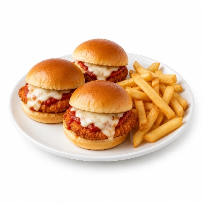 Johnny Carino's Sandwiches Chicken Parmesan Sliders with Fries