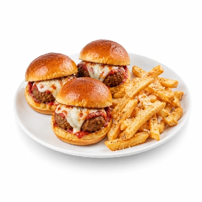 Johnny Carino's Sandwiches Meatball Sliders with Parmesan Fries