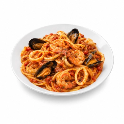 Johnny Carino's Seafood Items Pasta Medley with Red Sauce