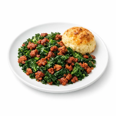 Kale and Chorizo Hash with Mug Bread