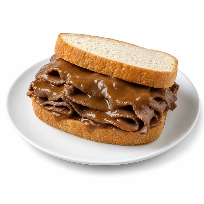 K&W Cafeterias Entrees Beef Hot Roast Sandwich
