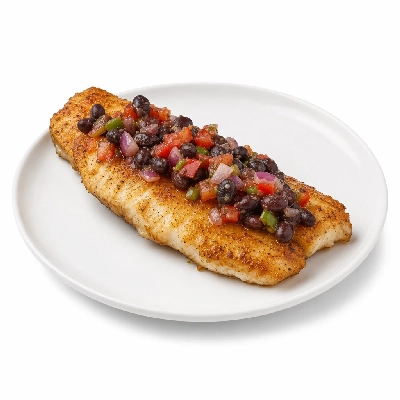 K&W Cafeterias Entrees Seafood Catfish Cuban with Black Bean Salsa