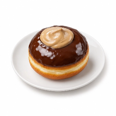 Kwik Trip Donut Bismark Double Chocolate with Maple Cream Flavored Icing