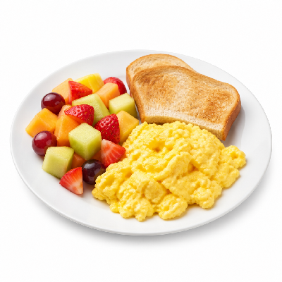 La Madeleine Le Children's Menu Scrambled Eggs with Fruit Salade and Toast