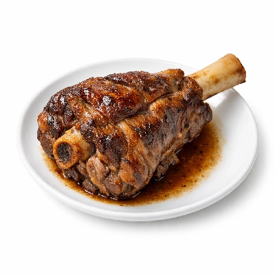 Lamb australian imported fresh foreshank separable lean and fat trimmed to 1/8" cooked braised