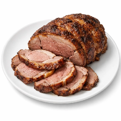 Lamb veal & game australian imported fresh leg bottom boneless separable lean and fat trimmed to 1/8" cooked roasted