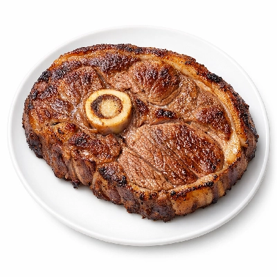Lamb australian imported fresh leg center slice bone-in separable lean only trimmed to 1/8" fat cooked broiled