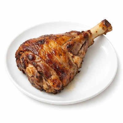Lamb domestic leg shank half separable lean and fat trimmed to 1/4" choice cooked roasted
